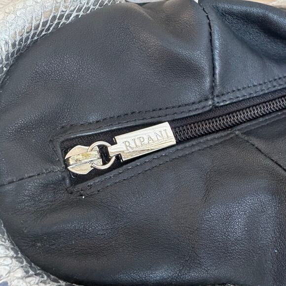 Ripani Y2K Purse Satchel Black Silver Metallic Leather Glam Reptile Avant Garde - Picture 9 of 17